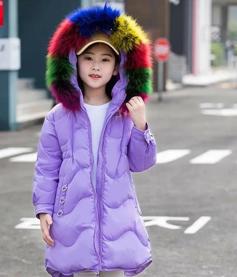 

Girl Winter Jacket Fur Hooded Thicken Warm Coat Outerwear Girls Children Clothes