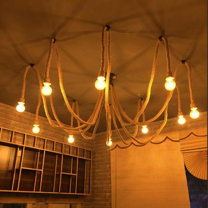 Vintage Hemp Rope Pendant Light Lamp Loft Creative Personality Industrial Retro Lamp Edison Bulb American Style For Living Room Vintage Hemp Rope Pendant Light Lamp Loft Creative Personality Industrial Retro Lamp Edison Bulb American Style For Living Room