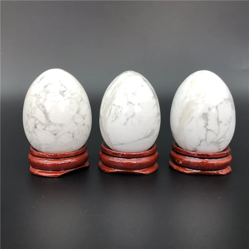 Details about   35x48MM Natural Gemstone White Howlite Turquoise Crystal Reiki Healing Decor Egg 
