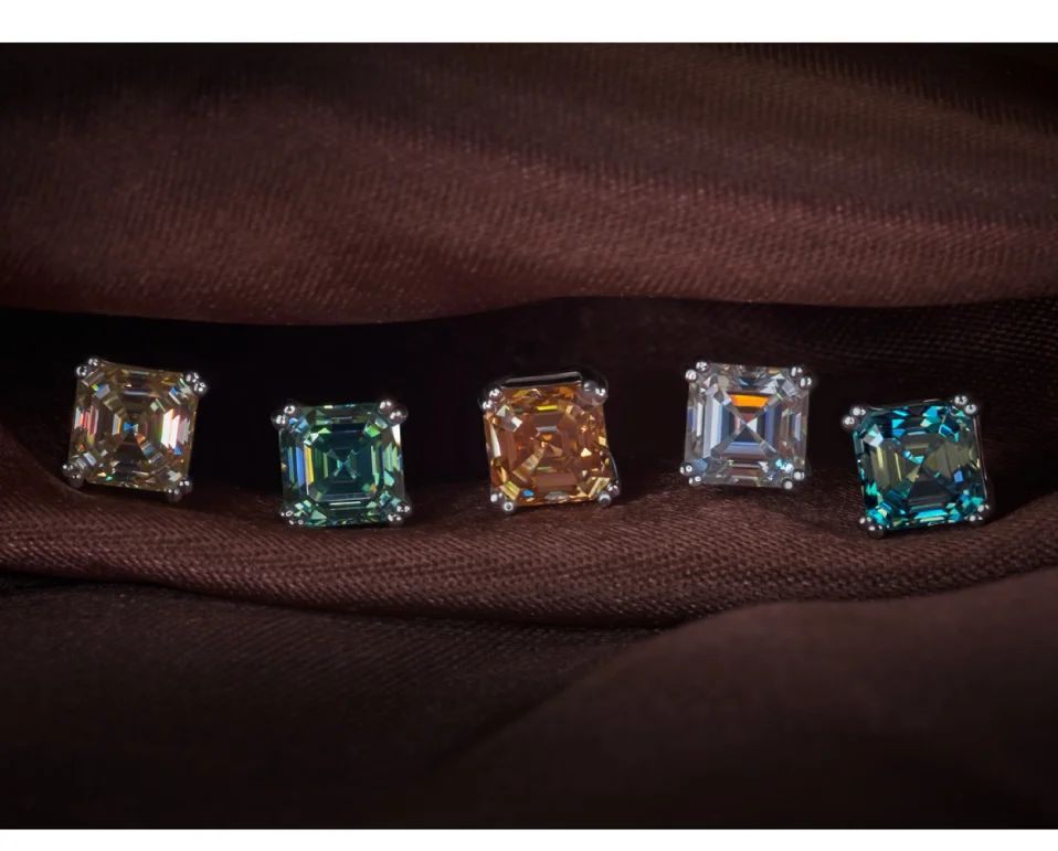 GIGAJEWE всего 1.6ct EF Asscher бриллиантовый тест Пройденный Муассанит 18 К покрытый белым золотом 925 серьги серебристого цвета; бижутерия подарок девушке