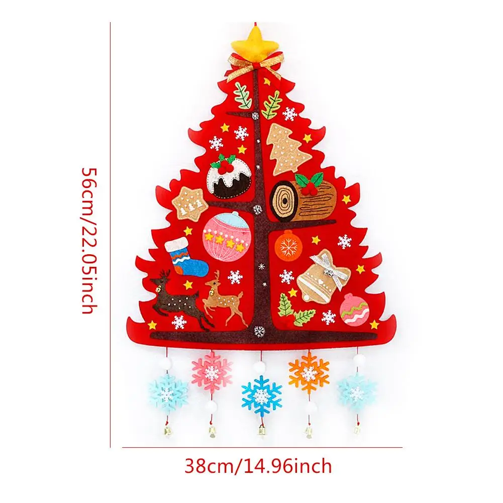56x38cm DIY войлочные Рождественские елочные Подвески, настенные подвесные декоративные наклейки, рождественские украшения, детский подарок для дома, Рождественское украшение - Color: 56x38cm
