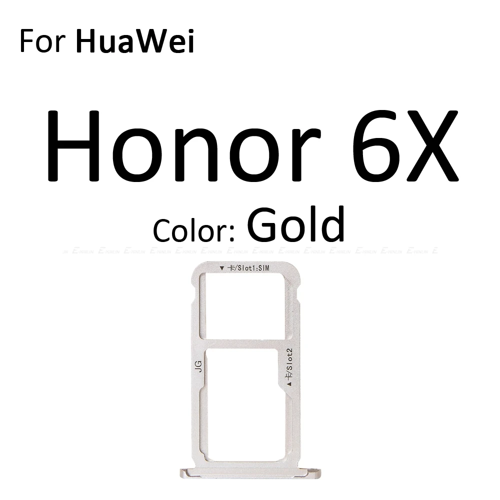 Сим-карты слот, разъем для лотка для устройства чтения sd-карт для Huawei Honor 6a 6X Micro SD Держатель для карт с разъемом контейнер Запчасти для авто - Цвет: For Honor 6X Gold