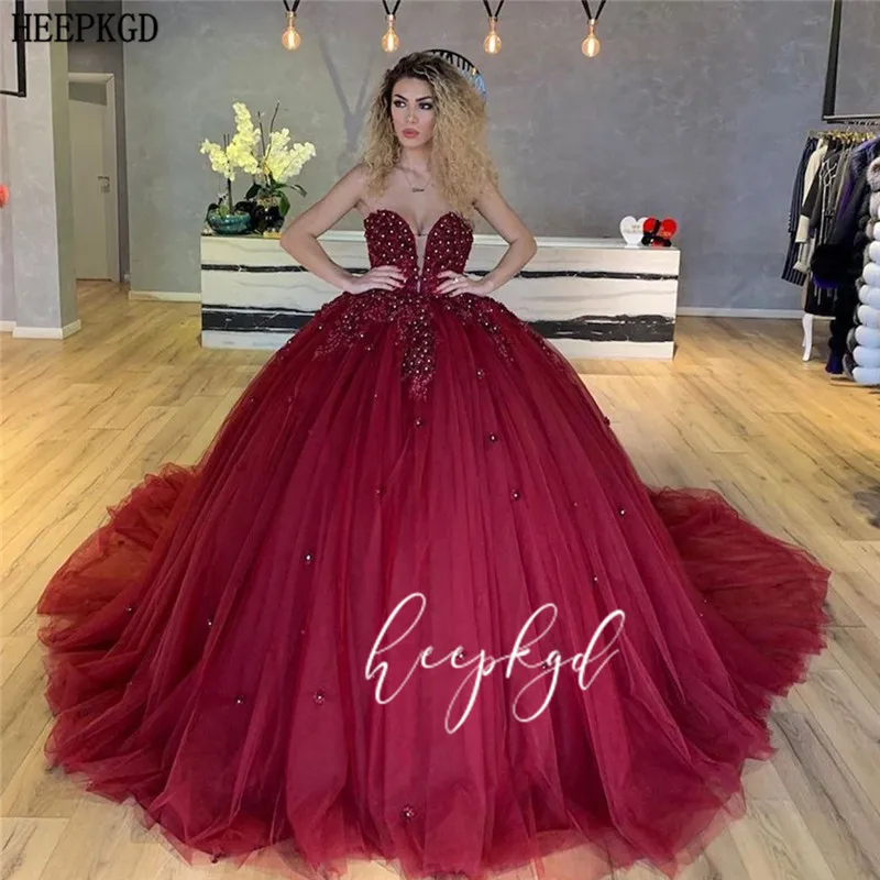 Robe De Soiree бордовое бальное платье вечернее платье милое корсет сзади Стразы Тюль Длинные женские платья по индивидуальному заказу