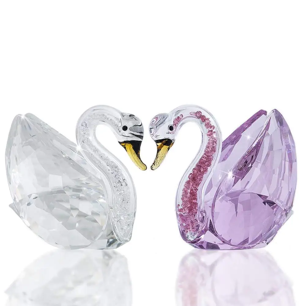 

H&D 2pcs Crystal Swan Figurine Collection with Rhinestomes Souvenir Christmas Gift Table Centerpiece Ornament Wedding Favors