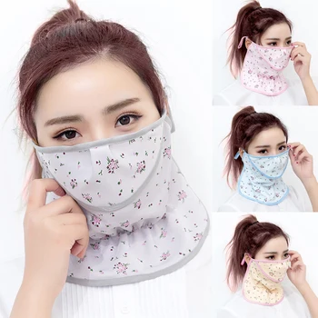 

Summer Outdoor Dust Anti-flu Ladies scarf Masks Ice Silk Anti-Fog PM2.5 Women's Face Mask Fashion Floral Face Mask for Women D40