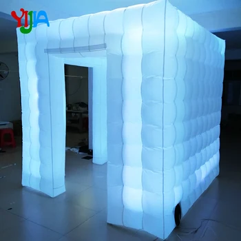 Cheap 2.5m Cube Inflatable Photo Booth Backdrops With LED Strips Color Changing Portable Photo Both With Round Counter For Sales