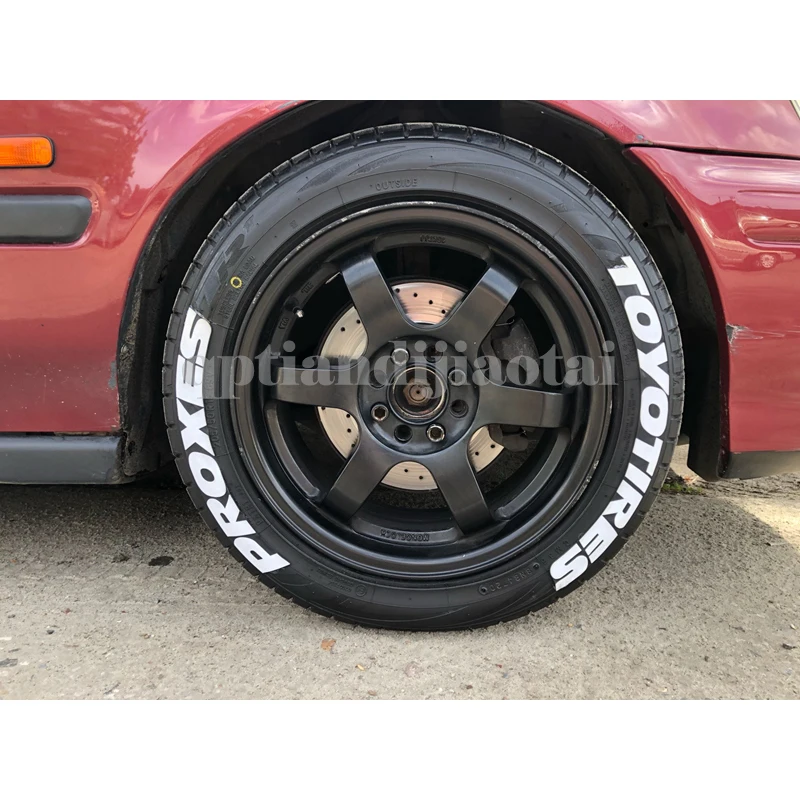 8Pcs/Lot Car Tire Lettering Stickers Tuning Universal 3D Permanent PVC Conjoined Tyre Auto Decals Decoration | Автомобили и