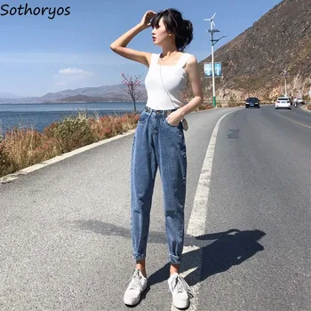 

Jeans Women New Loose High Waist Trendy Ulzzang Loose Streetwear High Quality Soft All-match Simple Womens Trousers Chic Casual