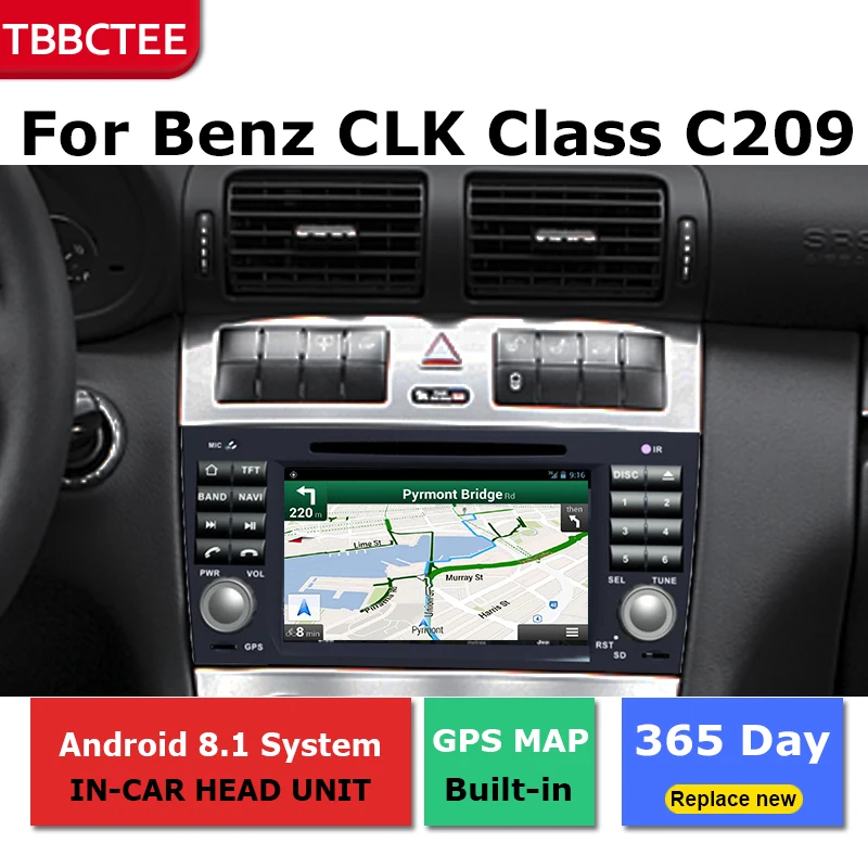 Cheap 2Din For Mercedes Benz CLK Class C209 A209 2000-2010 Car Android Radio Multimedia Player GPS Navigation IPS Screen HiFi WiFi BT 4