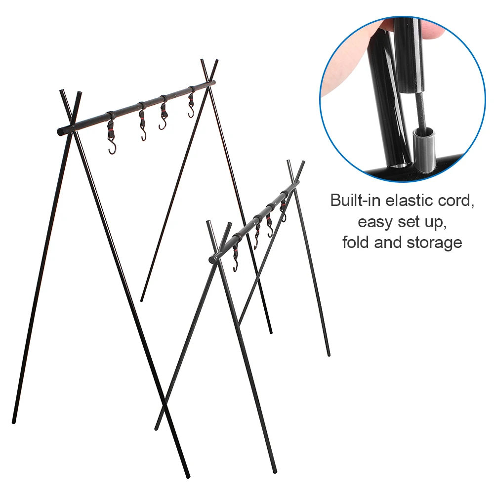 

Outdoor Hanging Rack Triangular Pot Pan Camping Light Tools Hanging Organizer Stand Foldable Campsite portable Storage Rack