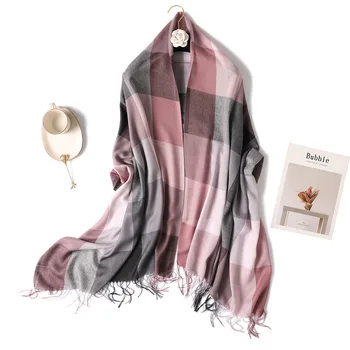 

Foulard wraps thin spring autumn Long Shawl Wrap Blanket Warm Tippet Winter New Plaid tassels Elegant Scarf