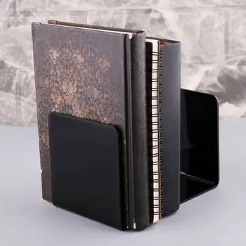 

2Pcs Black Acrylic Bookends L-shaped Desk Organizer Desktop Book Holder School Stationery Office Accessories LX9A