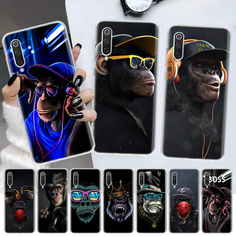 Funny Thinking Monkey With Headphone Art Soft Phone Case For Xiaomi Redmi Note 10 10S 9 9S 8 7 8T 11 Pro 9A 9T 9C 8A 7A 6A 6 | Мобильные
