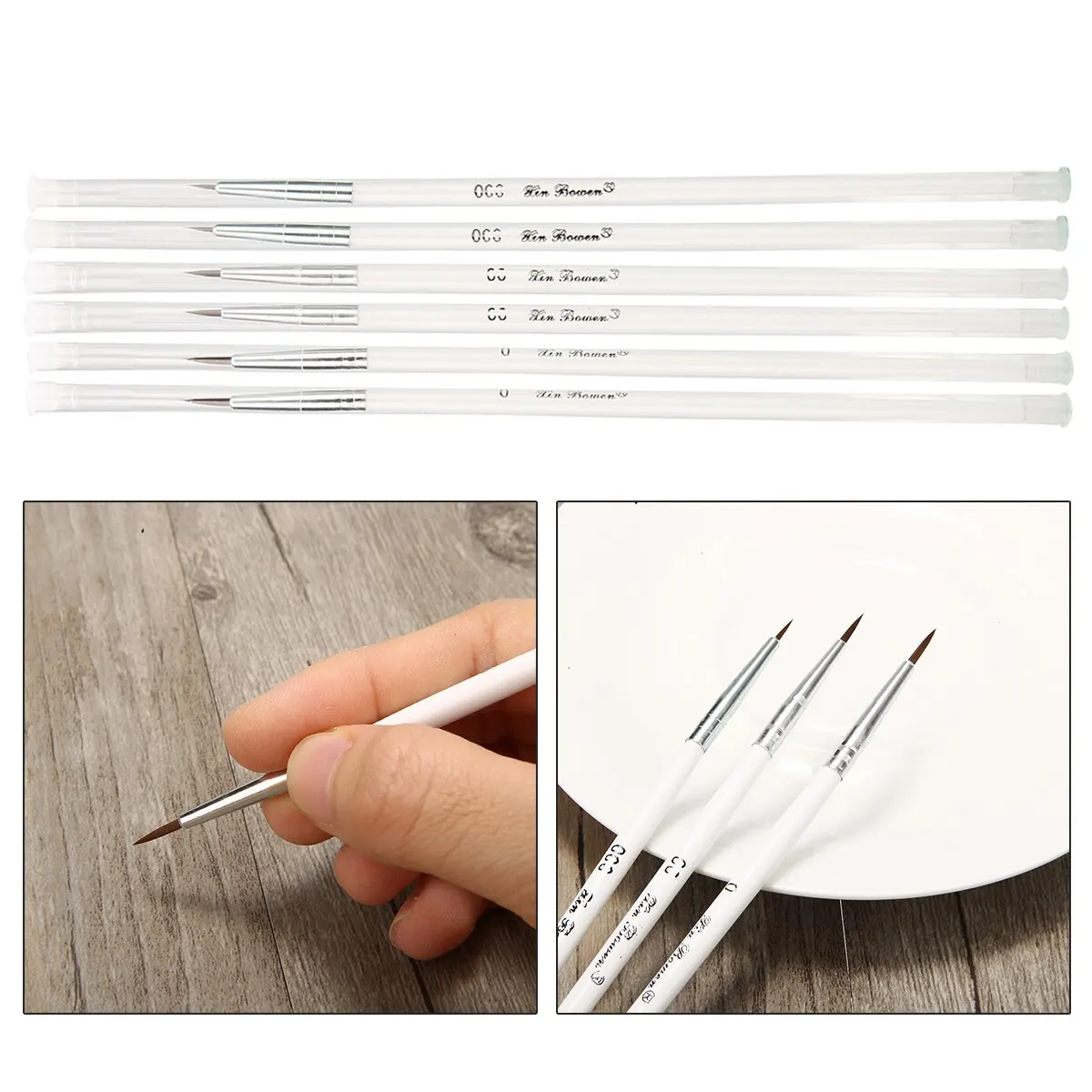 6 Piece Miniature Art Fine Detail Paint Brush Set for Detailing & Art Hand Drawn Painting Brush Pen Nylon Hair Wood Handle