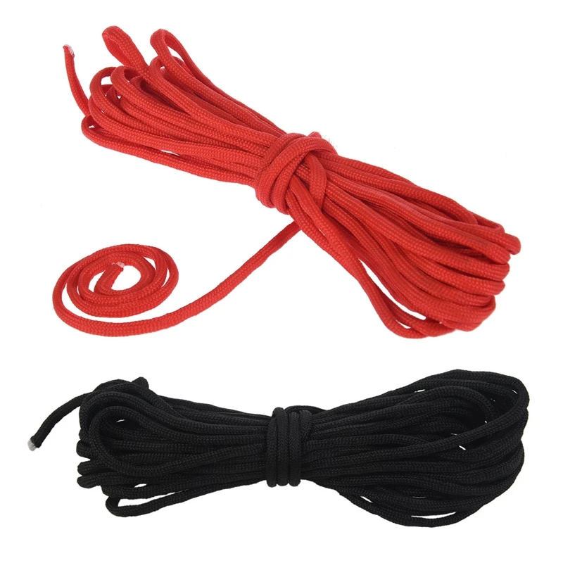 2 Pcs Paracord 550 Parachute Rope 7 Core Strand for Climbing Camping Buckle Rope 25FT, Black with Red