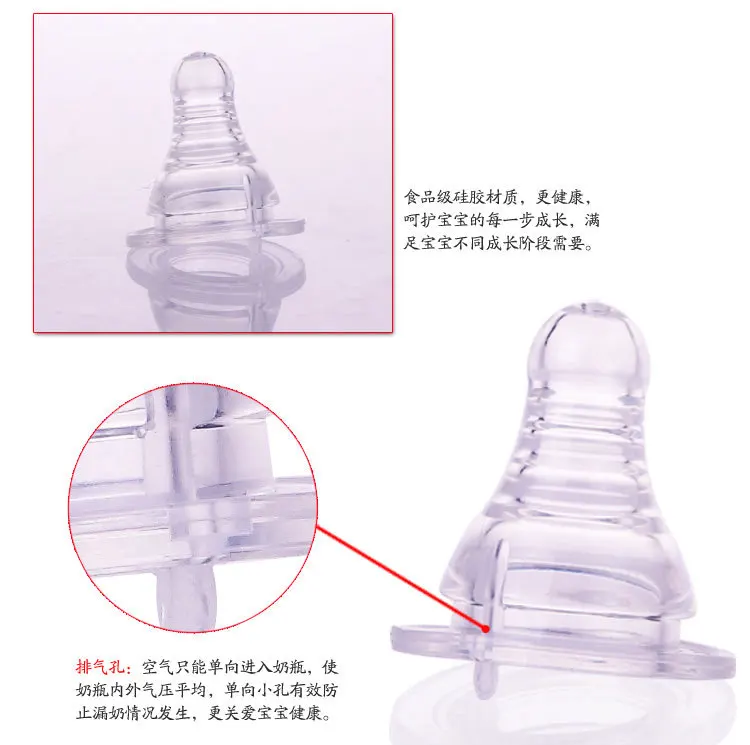 Соска с широкой апертурой, совместимая с каждым широким ртом, бутылочка для кормления младенцев, соска для грудного молока RealSense Silico