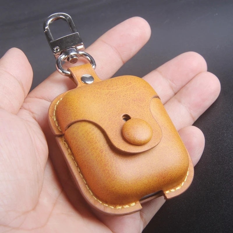 for OPPO enco free case business retro color leather protective cover keychain crazy horse series true wireless headphones case