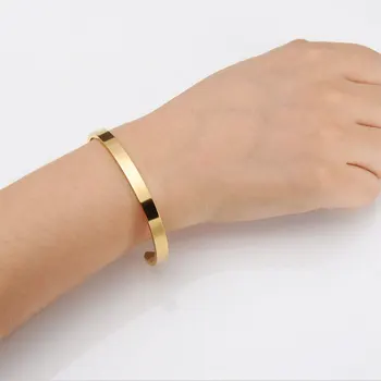 

1 Pc Stainless Steel Simple Plain Glossy Bangles Open Size For All Cute Women Men Girls Custom Jewelry