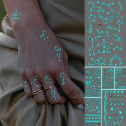 Line Star Trumpet Luminous Tatoo Finger Arm Waterproof Temporary Tattoo Sticker Heart Blue Luminous Fake Tatoo Men Women