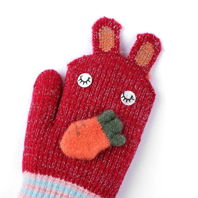 1 пара, зимние детские перчатки, детские вязаные перчатки с героями мультфильмов, утолщенная теплая муфта для рук, шерстяные детские варежки на палец, перчатки
