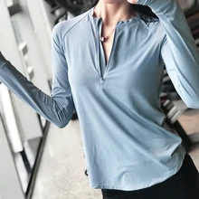 Zhangyunuo, укороченный топ для спортзала, драпировка, женская рубашка для тренировок, Спортивная, половина молнии, энергетическая, для фитнеса, йоги, топы, сухая, облегающая, однотонная, одежда для активного отдыха