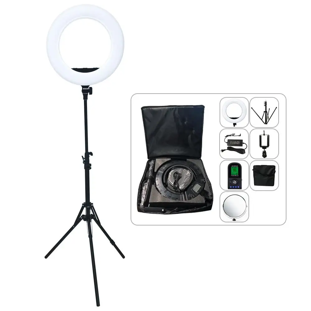 

Yidoblo QS-480EII Photography Selfie Video Ring lamp 18\" 480PCS LED Ring Light Bio-Color Remote Adjustable Ring Lamp Kit