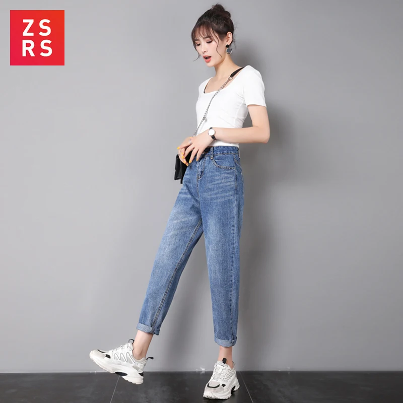 Zsrs jeans woman mom jeans pants boyfriend jeans for women with high waist push up large size ladies jeans denim 4xl 2019