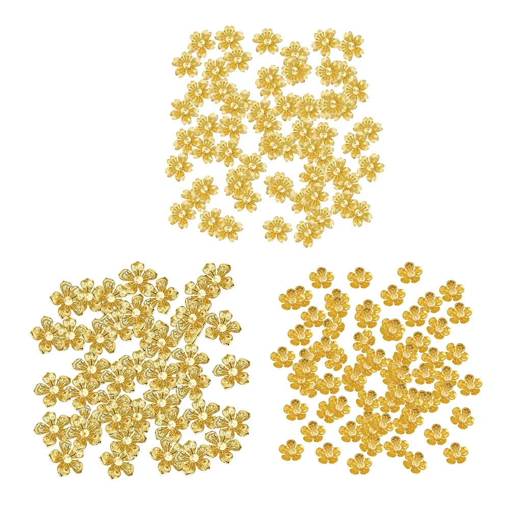 

100Pcs Flower Spacers Tassel Bead Cap End Caps Gold For Jewelry Making