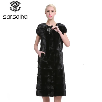 

SARSALLYA 100% Real Mink Fur Vest Long Women Winter Fur Vest High Quality Mink Fur Coat