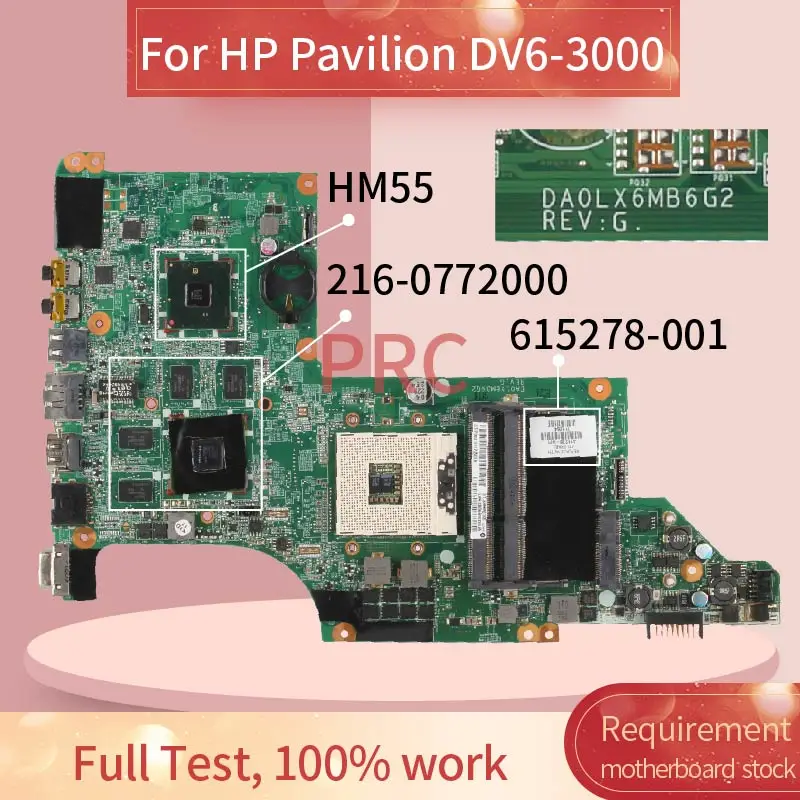 Материнская плата для ноутбука HP Pavilion 615278 DA0LX6MB6H1 501-DV6-3000 HM55 DDR3 материнская