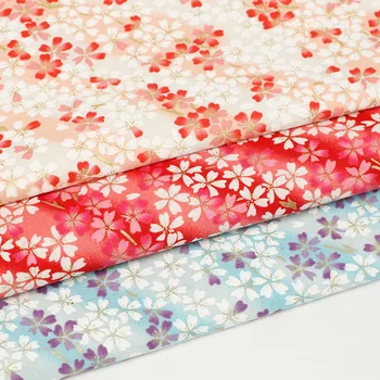 

Cotton fabric Japanese style gold powder fabric bronzing cherry series welcome wholesale and custom