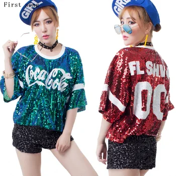 

Women Heavy craft Tube top printing Sequins Sexy Mini T-shirt2020New summer Short sleeve fashion All-match Women's T-shirt XL