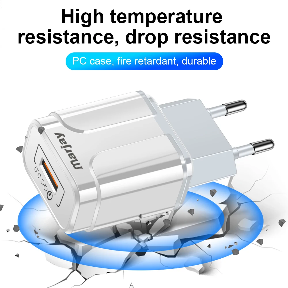 Marjay 18 Вт Quick Charge 3,0 USB Зарядное устройство ЕС штекер Адаптер быстрой Зарядное устройство для iPhone samsung S10 Xiaomi USB настенный мобильного телефона
