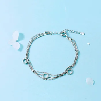 

Fashion 925 Sterling Silver Multilayer Round Bead Charm Bracelet &Bangle For Women Girl Summer Jewelry sl339