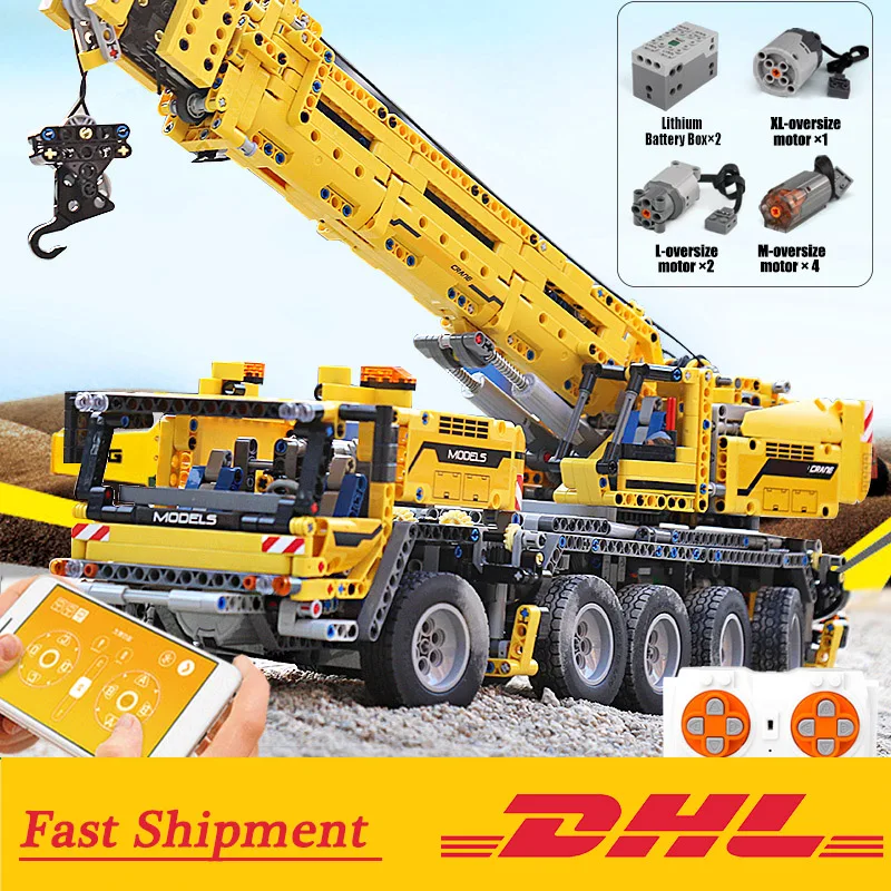 Форма King MOC Technic APP RC мотор мощный мобильный кран Mk II модель грузовика строительные