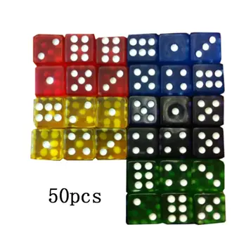 

50 Pieces Game Dice Set Translucent Colors Square Corner Dice for Tenzi, Farkle, Yahtzee, Bunco or Teaching Math