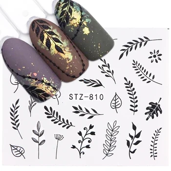 

1pcs Black Leaf Flowers Stickers For Nails Fruit Cake Decals Wraps Water Transfer Sliders Nail Art Decorations Tips TRSTZ808-815