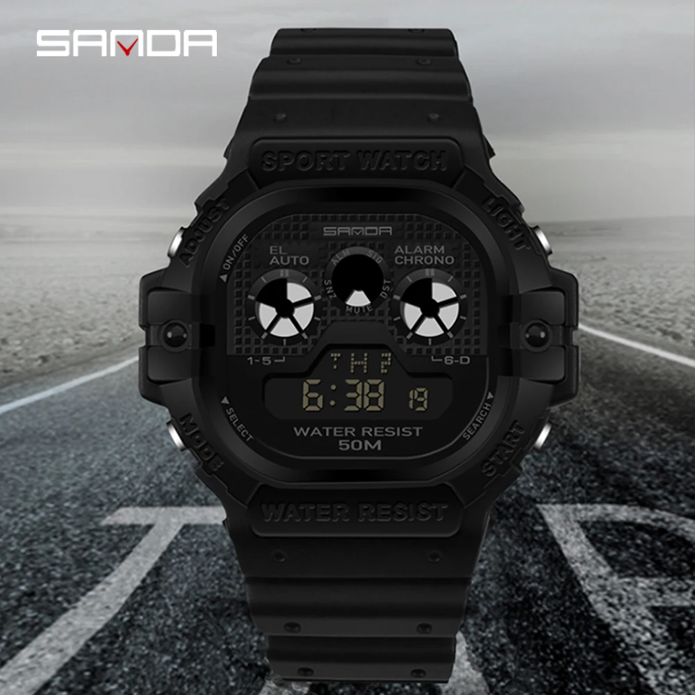 SANDA спортивные часы Для мужчин будильник Водонепроницаемый недели Дисплей
