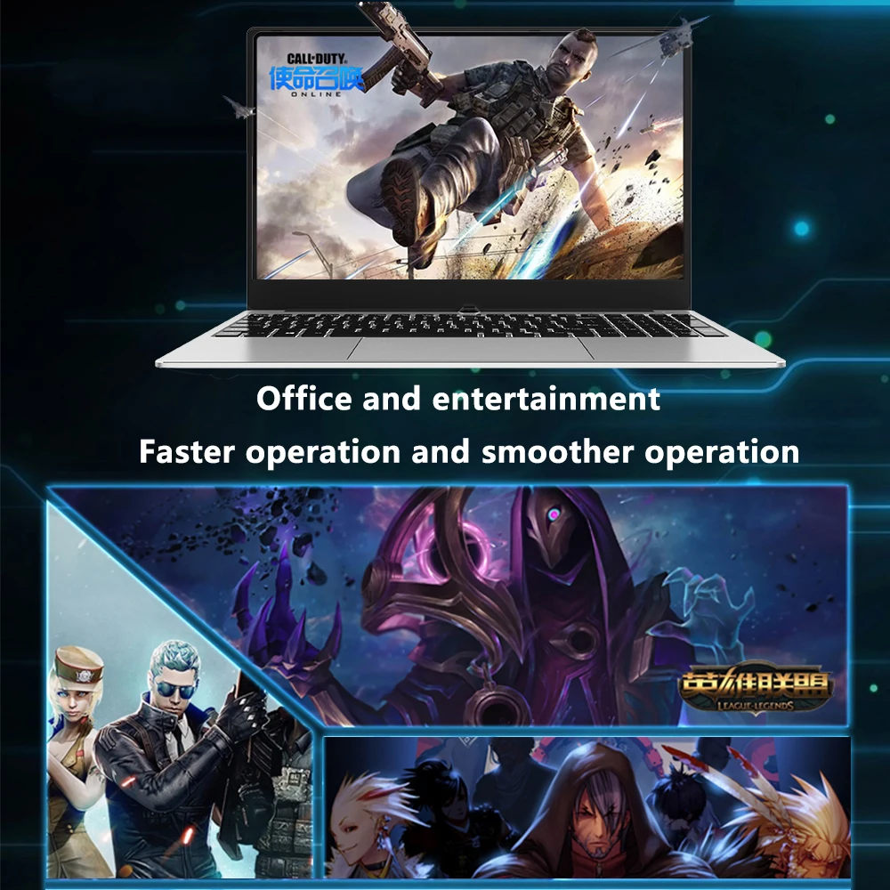 LHMZNIY Gaming SSD laptop 15.6inch Metal Body Intel i7 4500U 16GB RAM Windows 10 Notebook Student Office Work BT WiFi Webcam