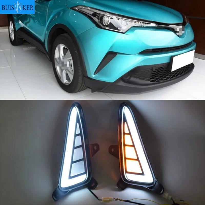

1 комплект для Toyota CH-R CHR 2016 2017 2018 2019 с сигналом Trun DRL светодиодный дневные ходовые огни Светодиодный 12 В ABS противотуманная фара