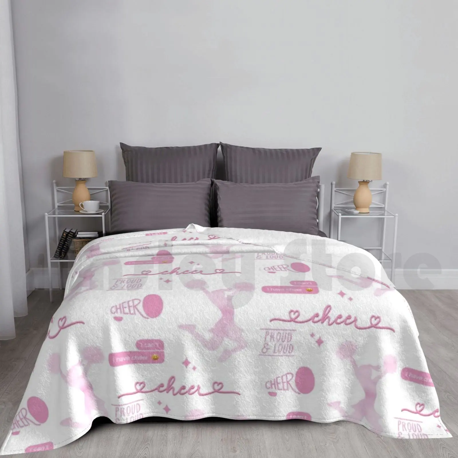 

Pink Watercolor Cheer Cheerleading Pack Blanket For Sofa Bed Travel Aesthetic Light Pale Pink Pastel Cheer