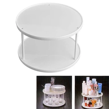 

360 Degree Rotating 2 Tier Spices Fruit Tray Turning Table Cake Rack Hold Organizer Home Kitchen Storage Rack Stand Basket