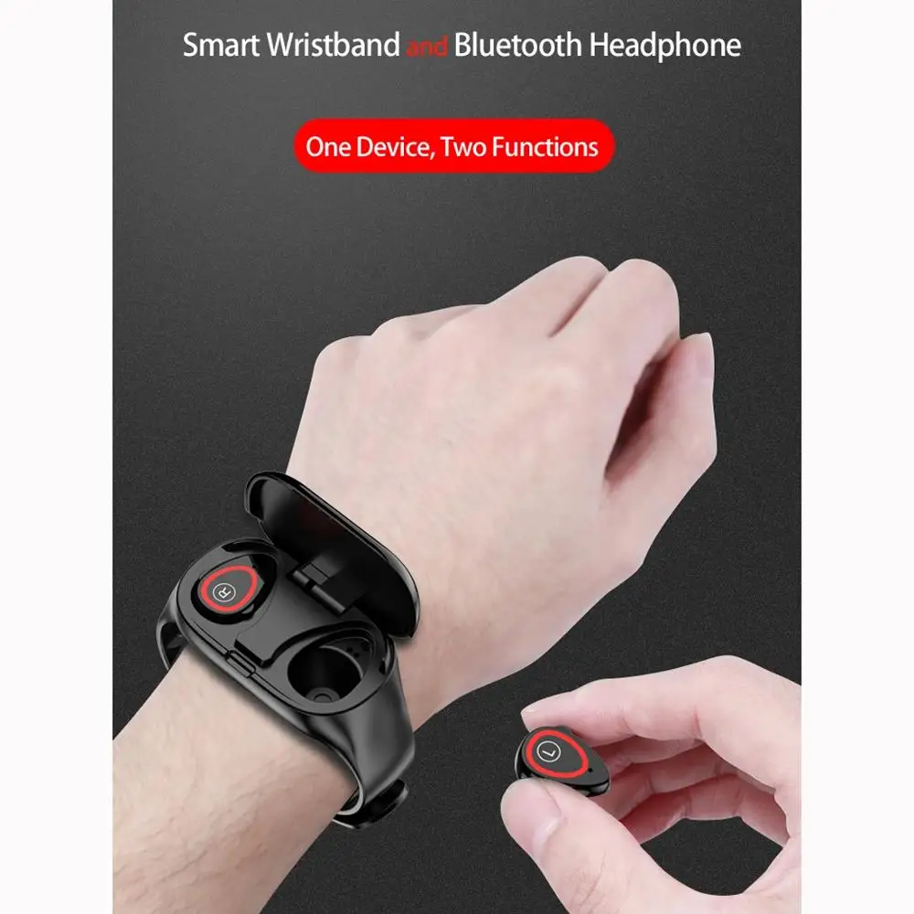 0.96 inch Screen Bluetooth 5.0 Smart Bracelet Band Bluetooth Earphone Sport Call Reminder Heart Rate Blood Pressure Monitoring