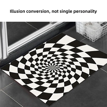 

3D Black&White Stereo Vision Mat For Living Room Visual Illusion Anti-Slip Bottomless Hole Mandala Vision Mat Living Room Rugs