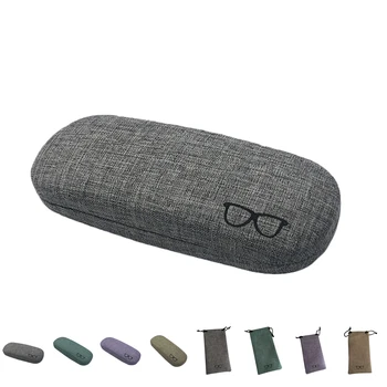 

Portable Glasses Eyewear Box Case Bags Metal Linen Display Solid Color Fashion Glasses Protective Organizer Fashion New