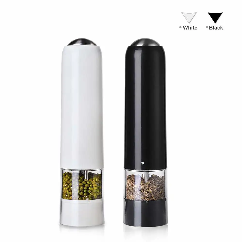 

2-Pcs Automatic Electric Salt Grinder Pepper Mill and Grinder Set Automatic Grinding Mill with Led Light Battery Black / White