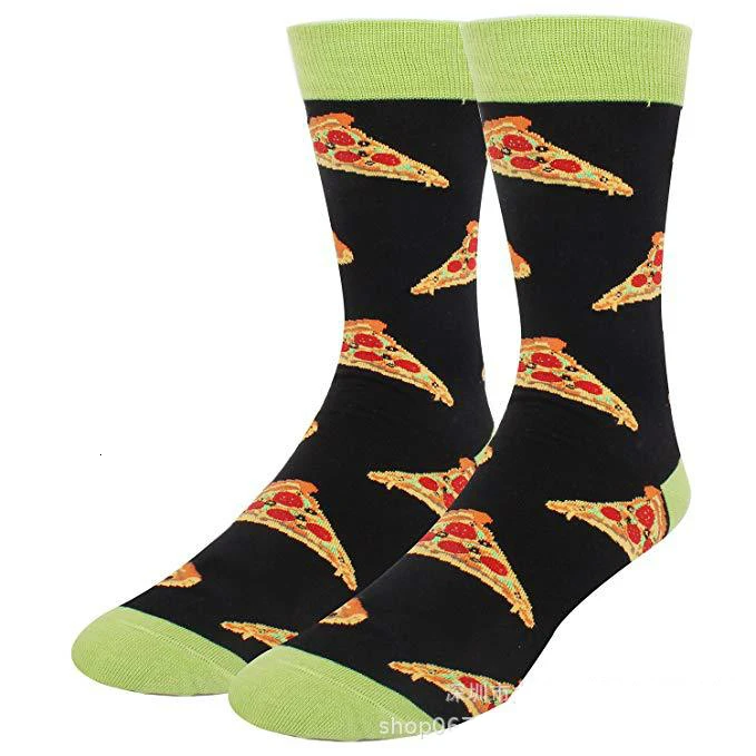 Green Pizza PEONFLY Новинка осень-зима Для мужчин носки для девочек Забавный пицца, гамбургер узор счастливые носки; удобные повседневные Свадебные хлопковые носки - Цвет: Green Pizza