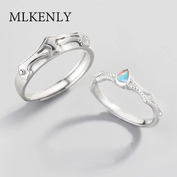 

Moonstone Couple Princess And Knight Rings Original design 925 Sterling Silver Wedding Rings For Hot Love Romantic Jewelry