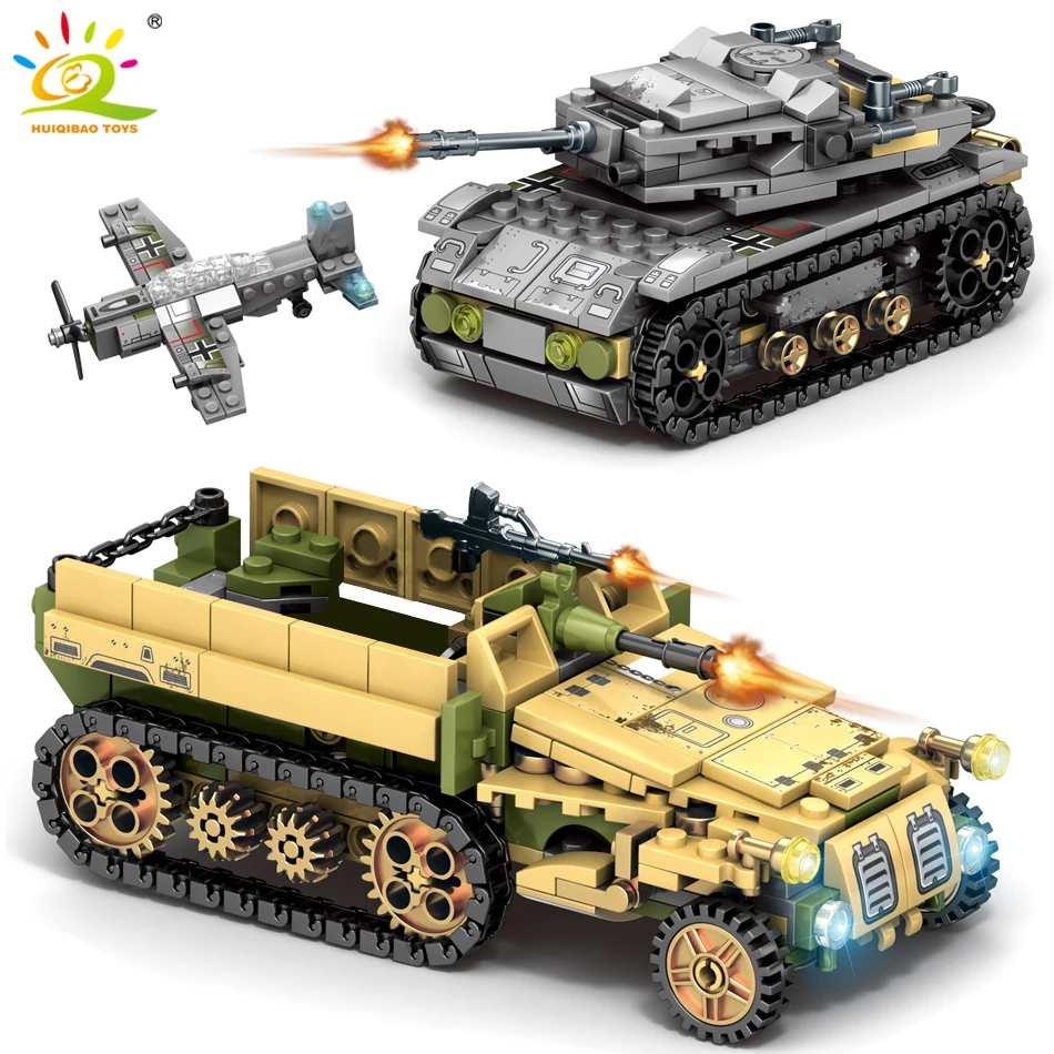 

1061Pcs Tank Military WW2 Chariot Toys Building Blocks Legoing Weapons Tank Blocks Enlighten Bricks Figures Toys For Children