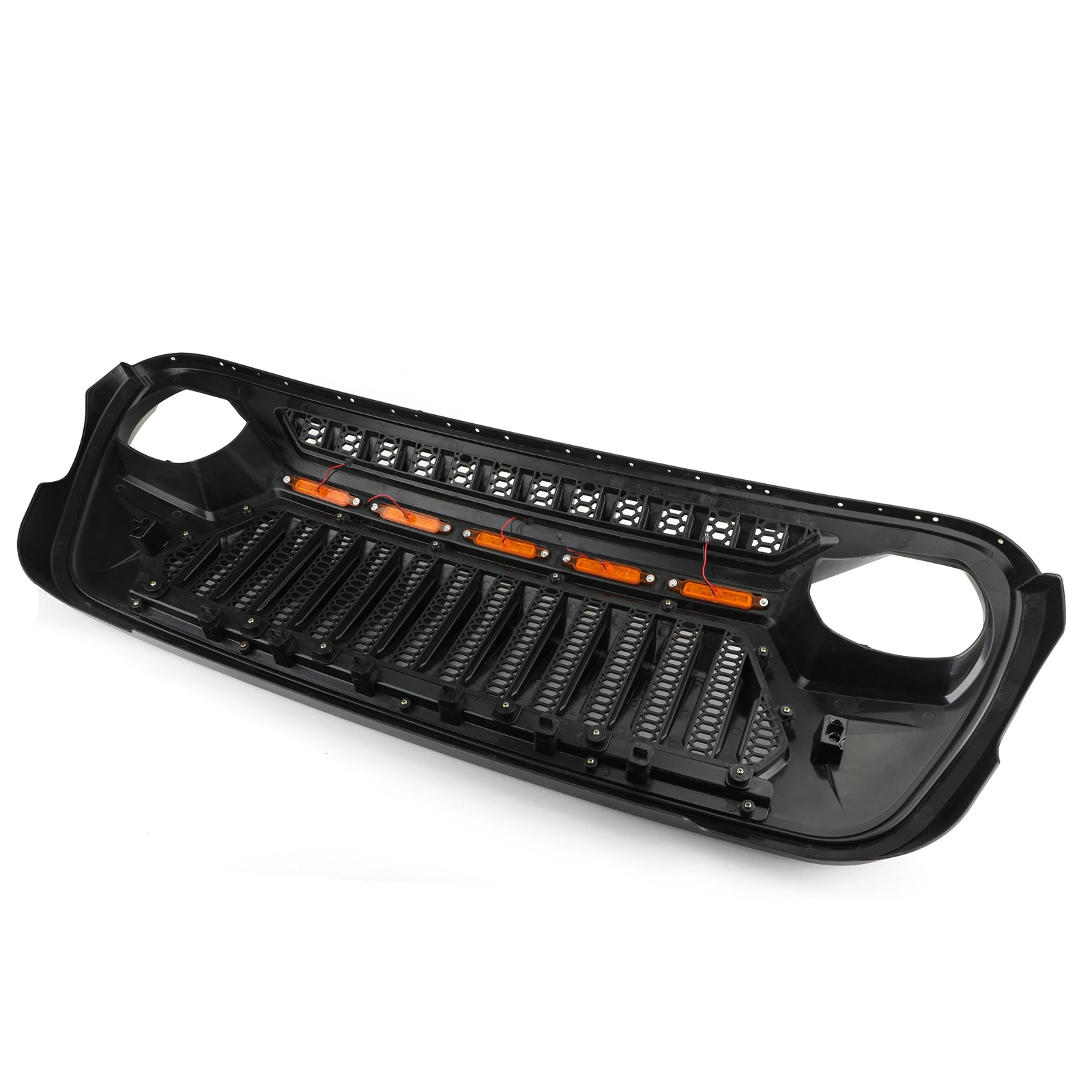 Excellent Areyourshop New Front Bumper Grille with 5 Amber Light For Jeep Wrangler JL 2018 2019 Front Upper LED Light Grille Car Parts 6